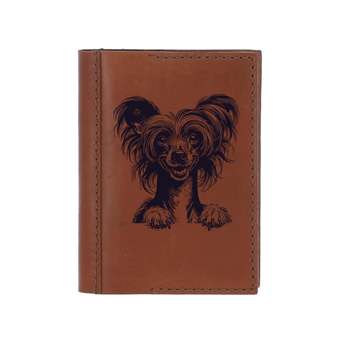 Personalised Chinese Crested Dog Paws Leather Sleeve & Notebook