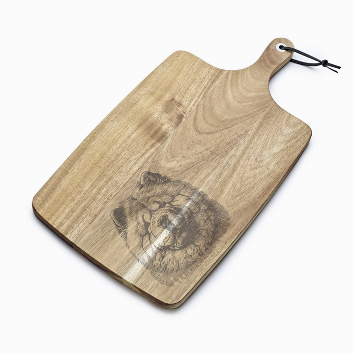 Personalised Chow Chow Face Engraved Acacia Serving Board