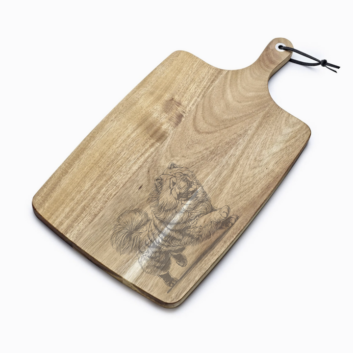 Personalised Chow Chow Running Engraved Acacia Serving Board