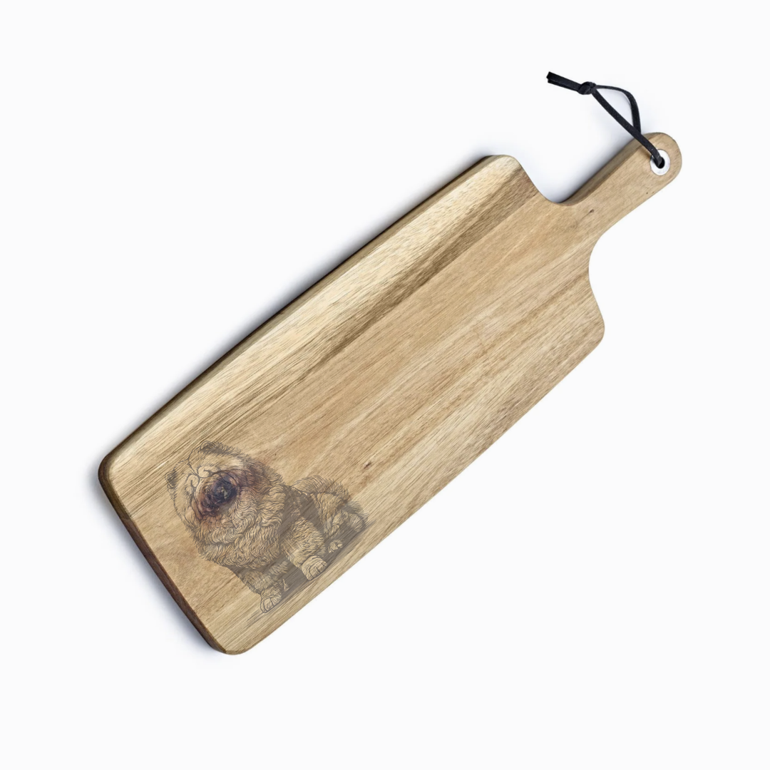 Personalised Chow Chow Sitting L Engraved Acacia Serving Board