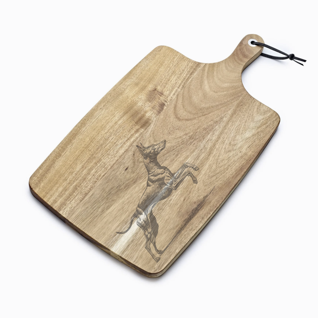 Personalised Running Cirneco Dell'Etna Engraved Acacia Serving Board