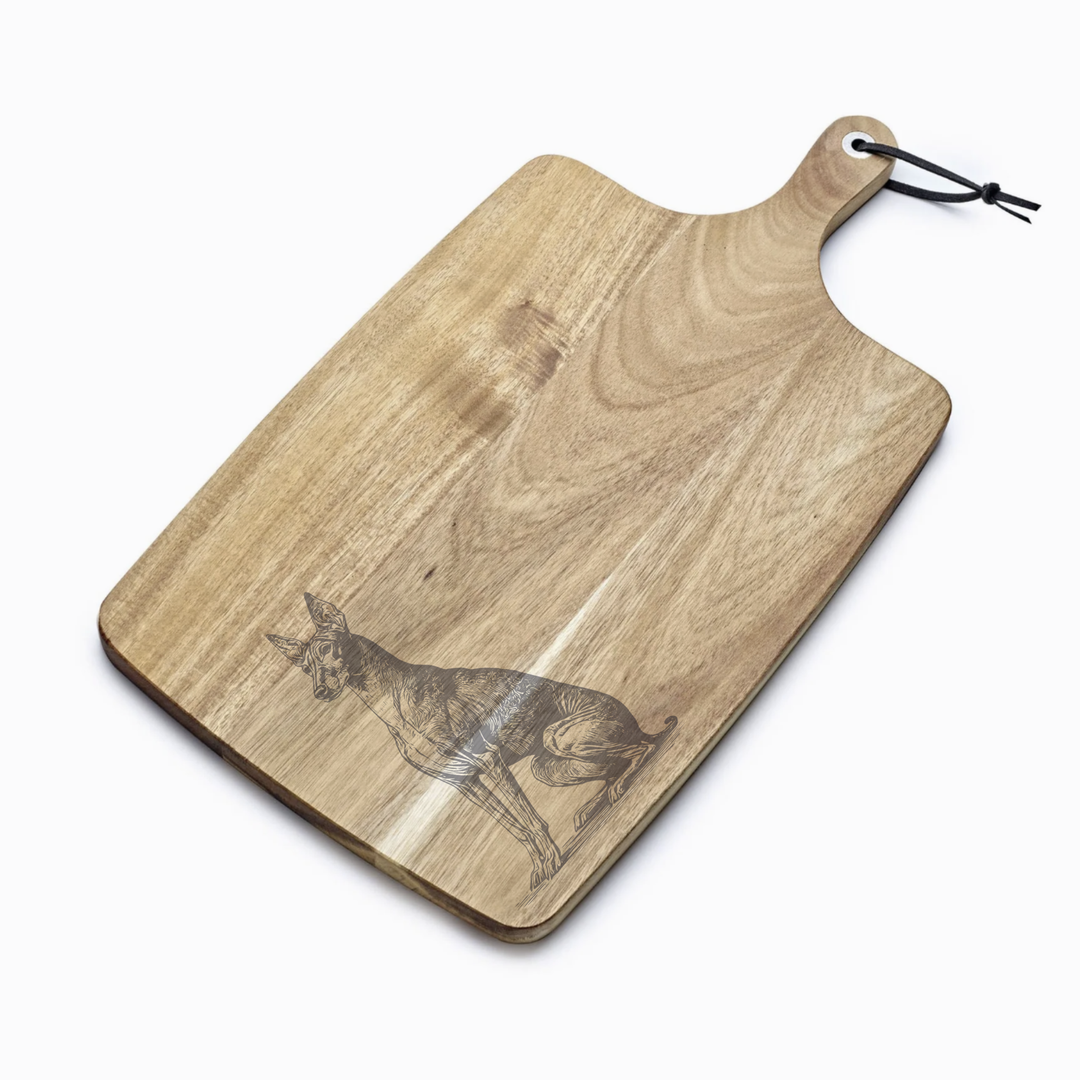 Personalised Sitting Cirneco Dell'Etna Engraved Acacia Serving Board