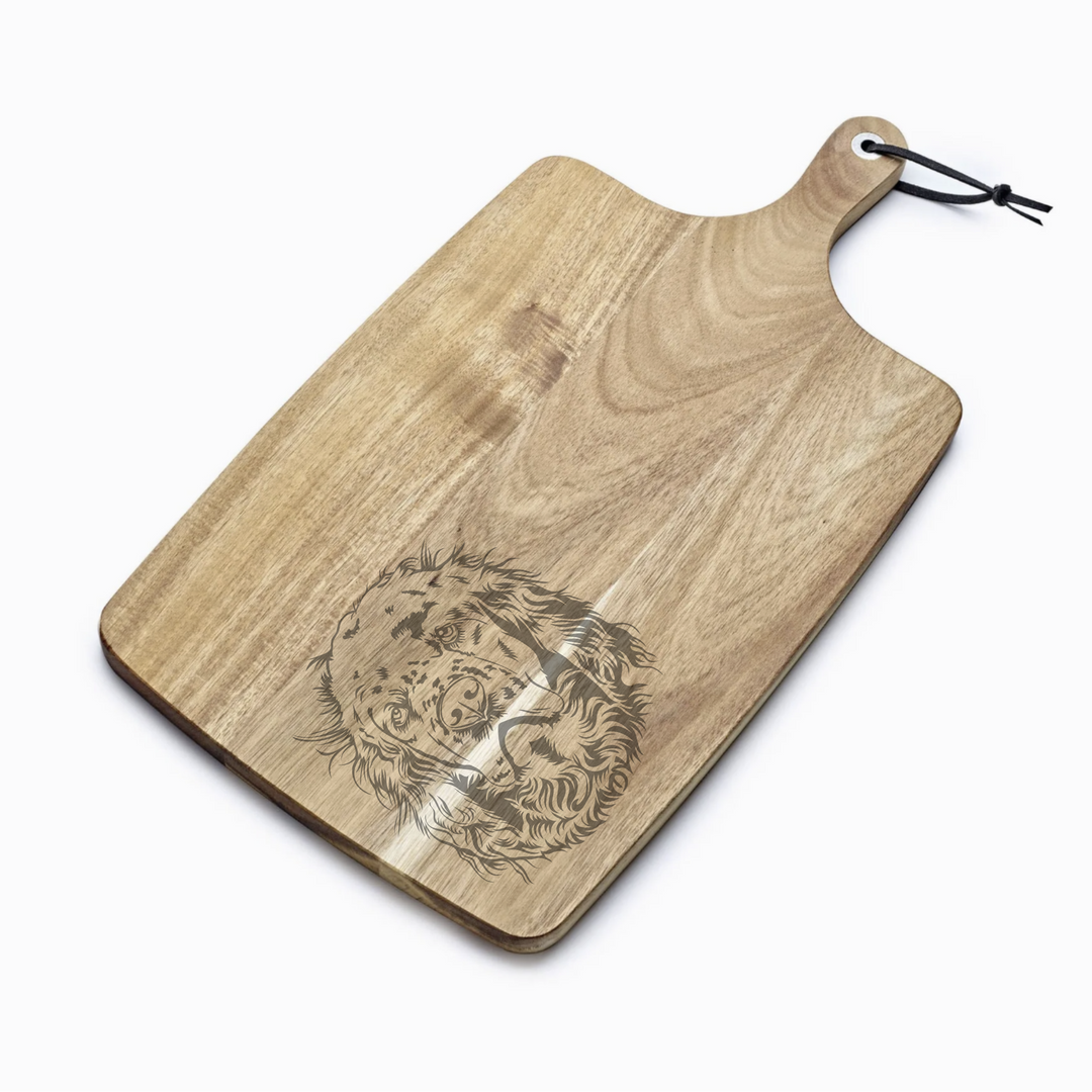 Personalised Clumber Spaniel Engraved Acacia Serving Board