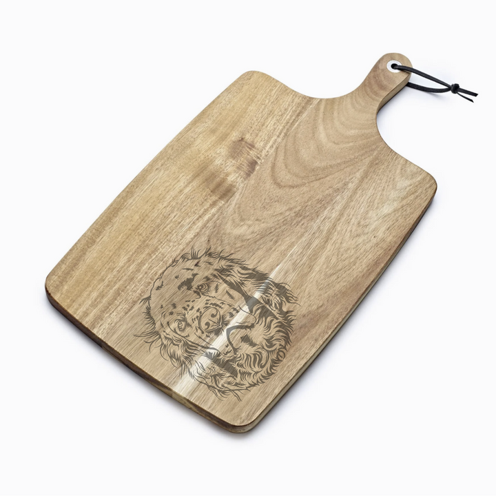 Personalised Clumber Spaniel Engraved Acacia Serving Board