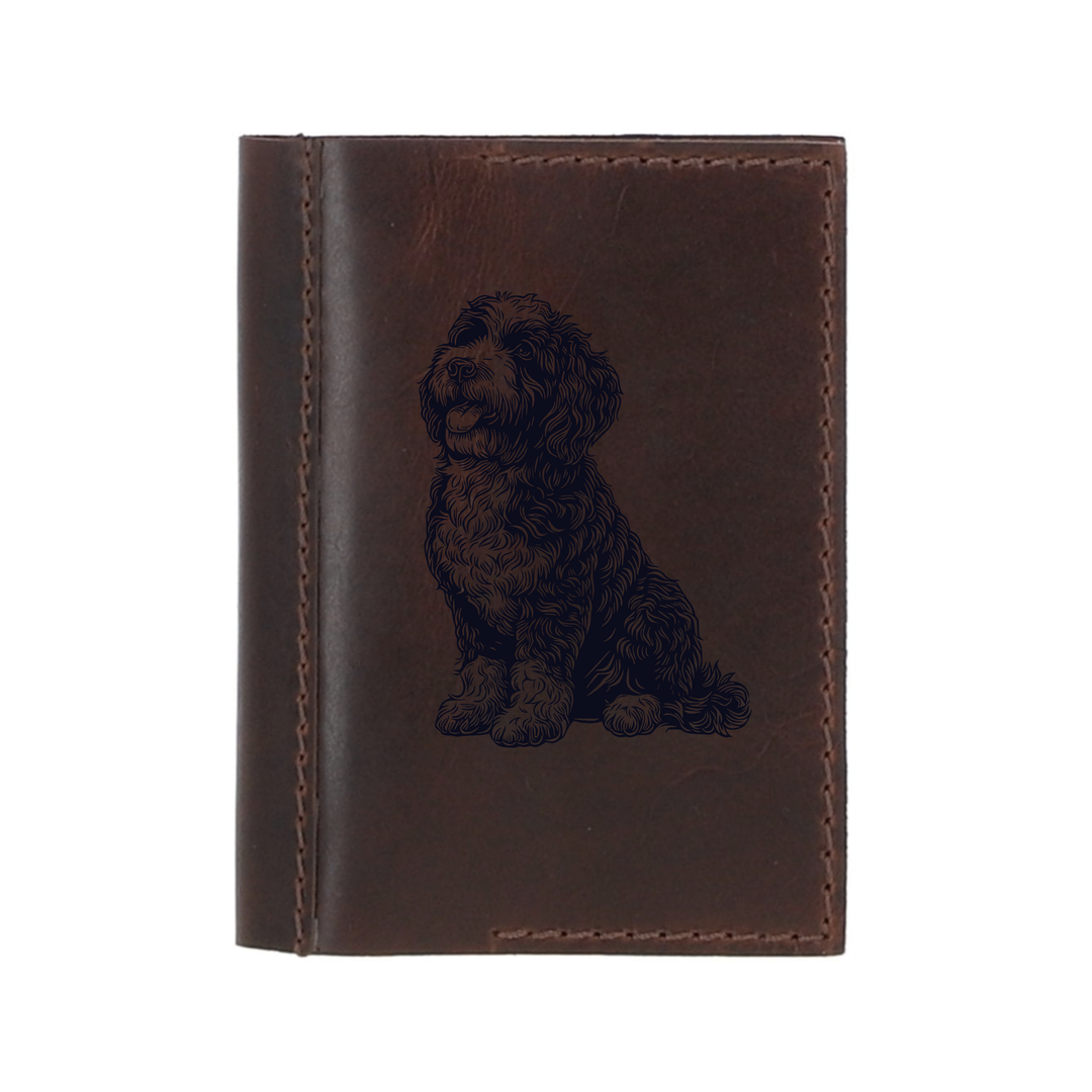 Personalised Cockapoo Sitting Leather Sleeve & Notebook
