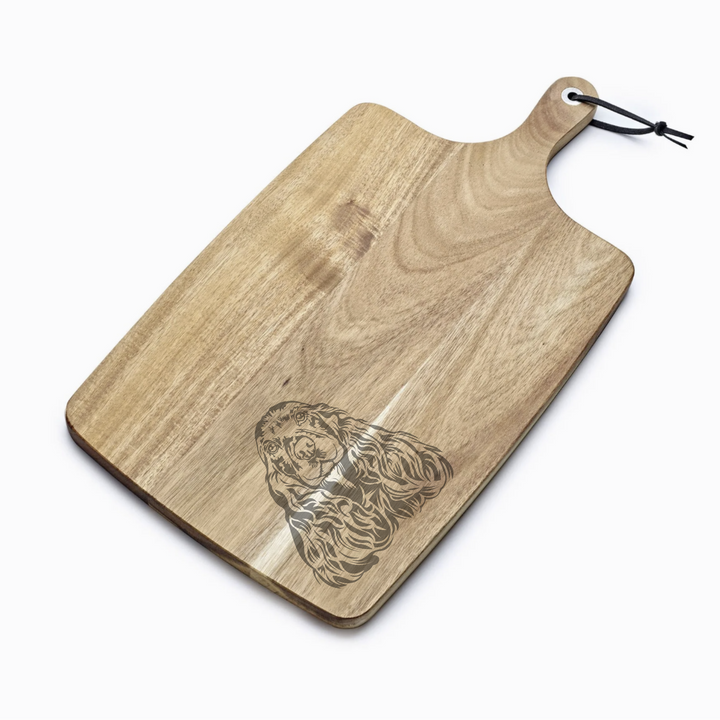 Personalised Cocker Spaniel Face Engraved Acacia Serving Board