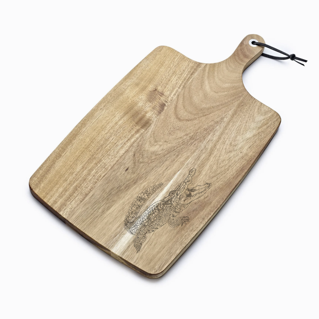 Personalised Crocodile Engraved Acacia Serving Board