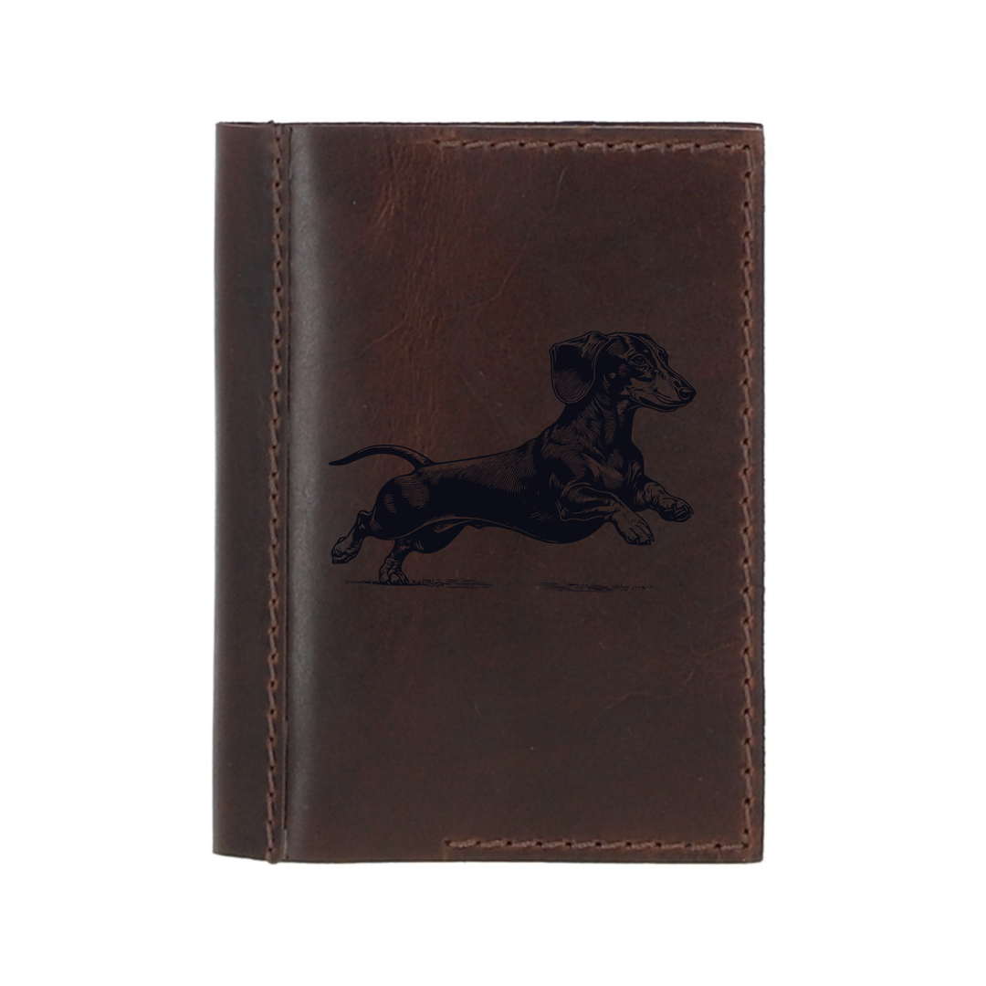 Personalised Dachshund Running Leather Sleeve & Notebook