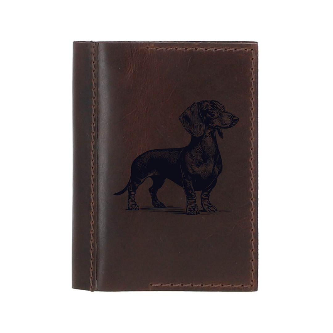 Personalised Dachshund Standing Leather Sleeve & Notebook
