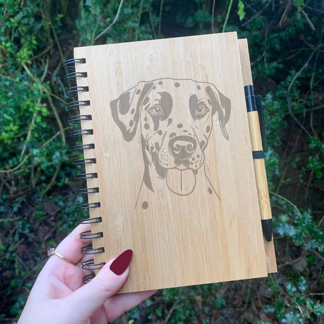 Dalmatian Face 2 Illustration Engraved Notebook