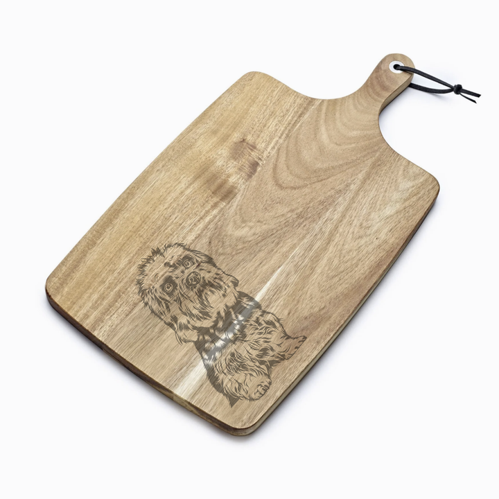 Personalised Dandie Dinmont Terrier Engraved Acacia Serving Board