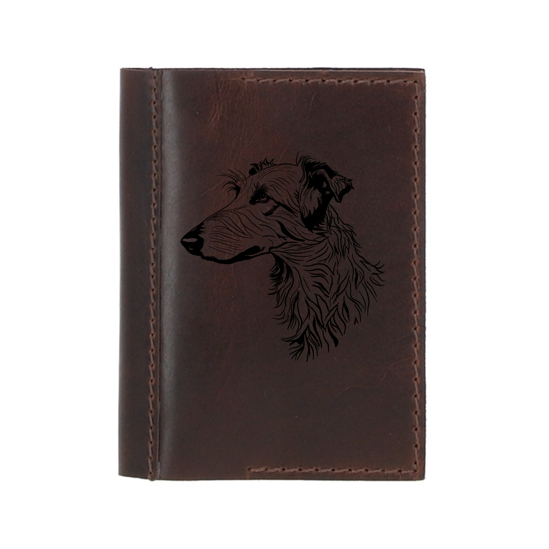 Personalised Deerhound Leather Sleeve & Notebook