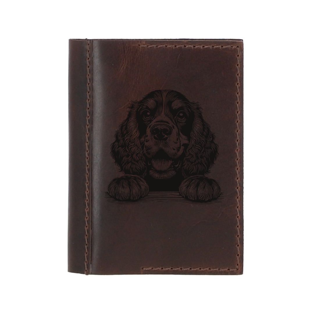 Personalised English Cocker Spaniel Paws Leather Sleeve & Notebook