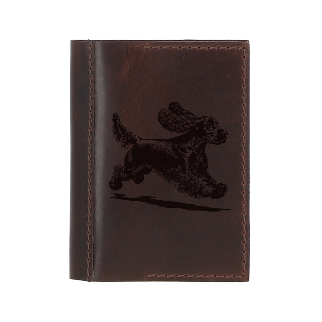 Personalised English Cocker Spaniel Running Leather Sleeve & Notebook
