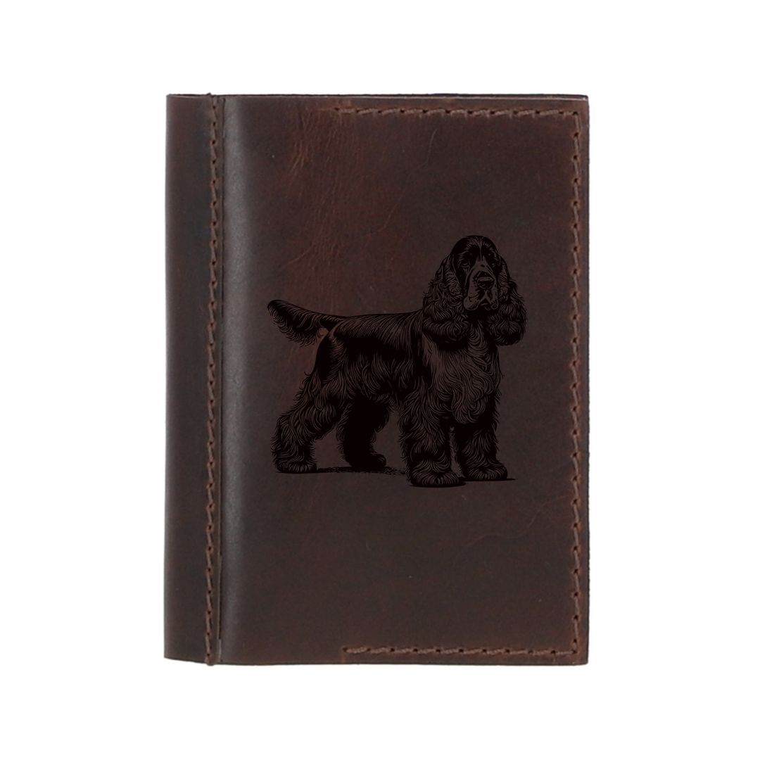 Personalised English Cocker Spaniel Standing Leather Sleeve & Notebook