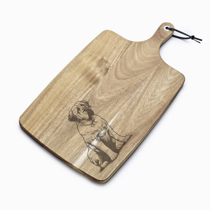 Personalised English Mastiff Sitting Engraved Acacia Serving Board