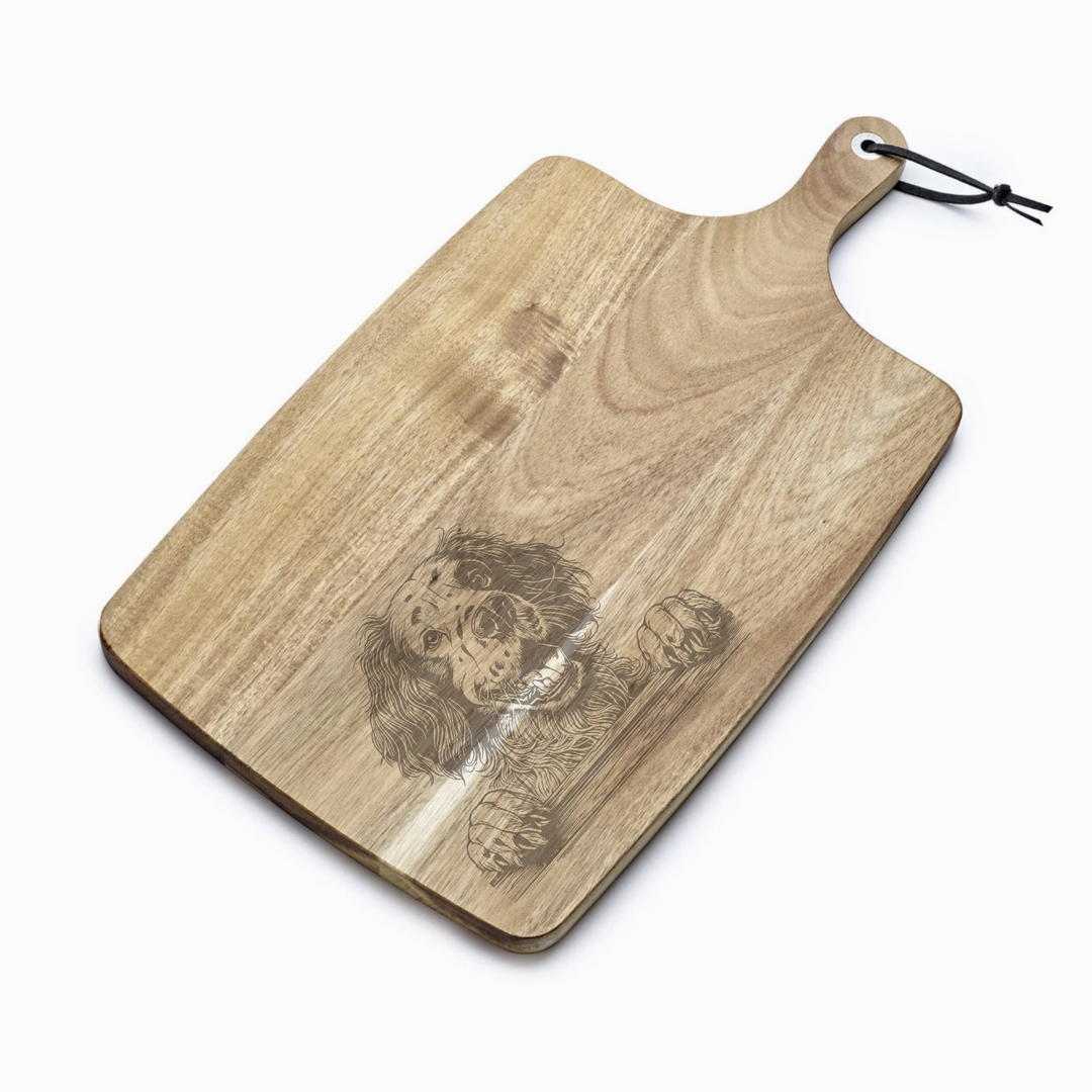 Personalised English Setter Paws Engraved Acacia Serving Board