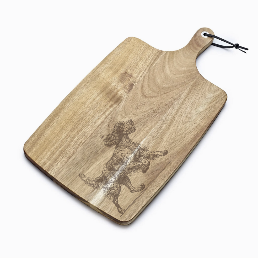 Personalised Running English Setter Engraved Acacia Serving Board