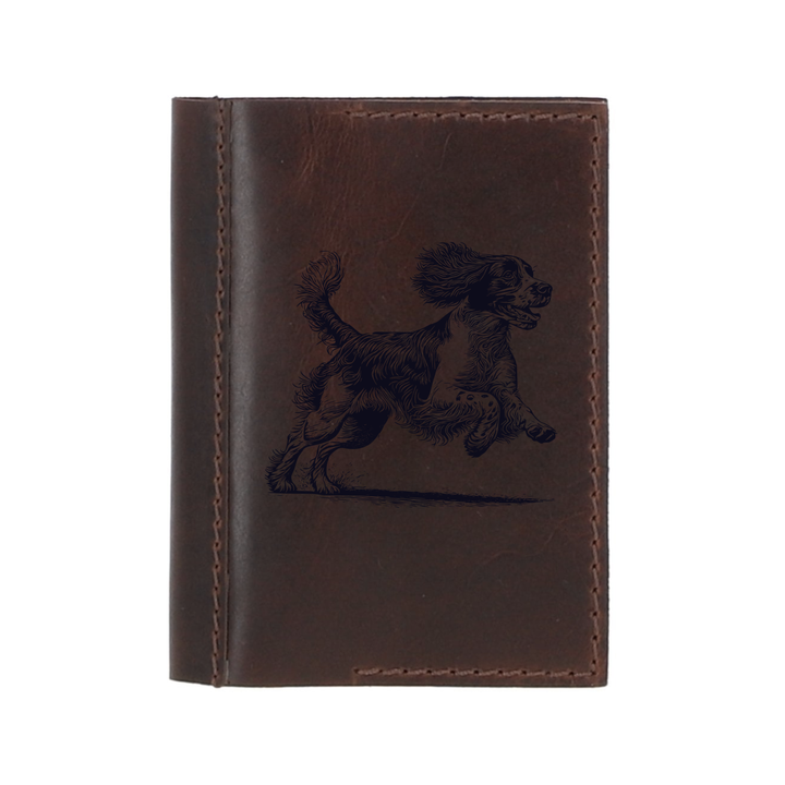 Personalised English Springer Spaniel Running Leather Sleeve & Notebook