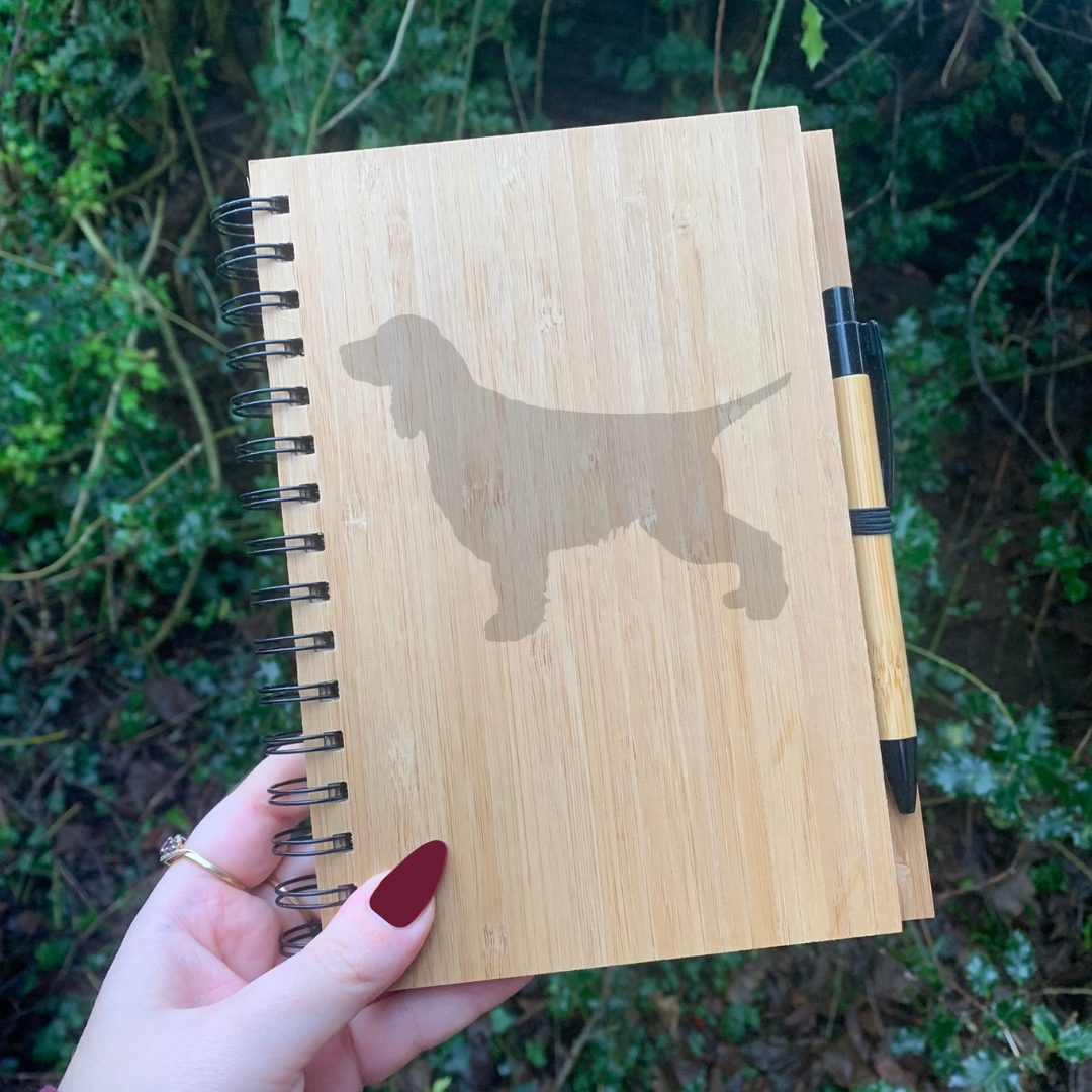 English Springer Spaniel Silhouette Engraved Notebook