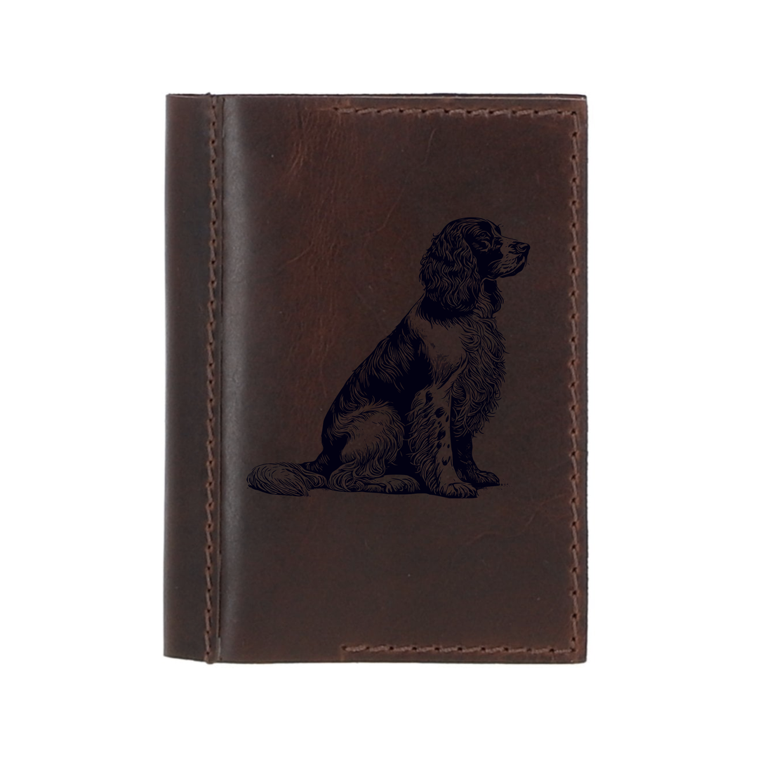Personalised English Springer Spaniel Sitting Leather Sleeve & Notebook