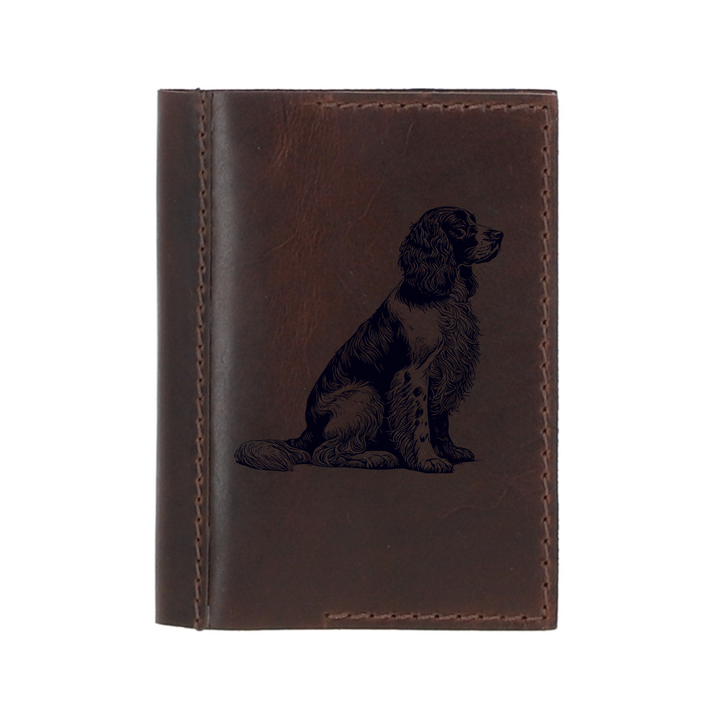 Personalised English Springer Spaniel Sitting Leather Sleeve & Notebook
