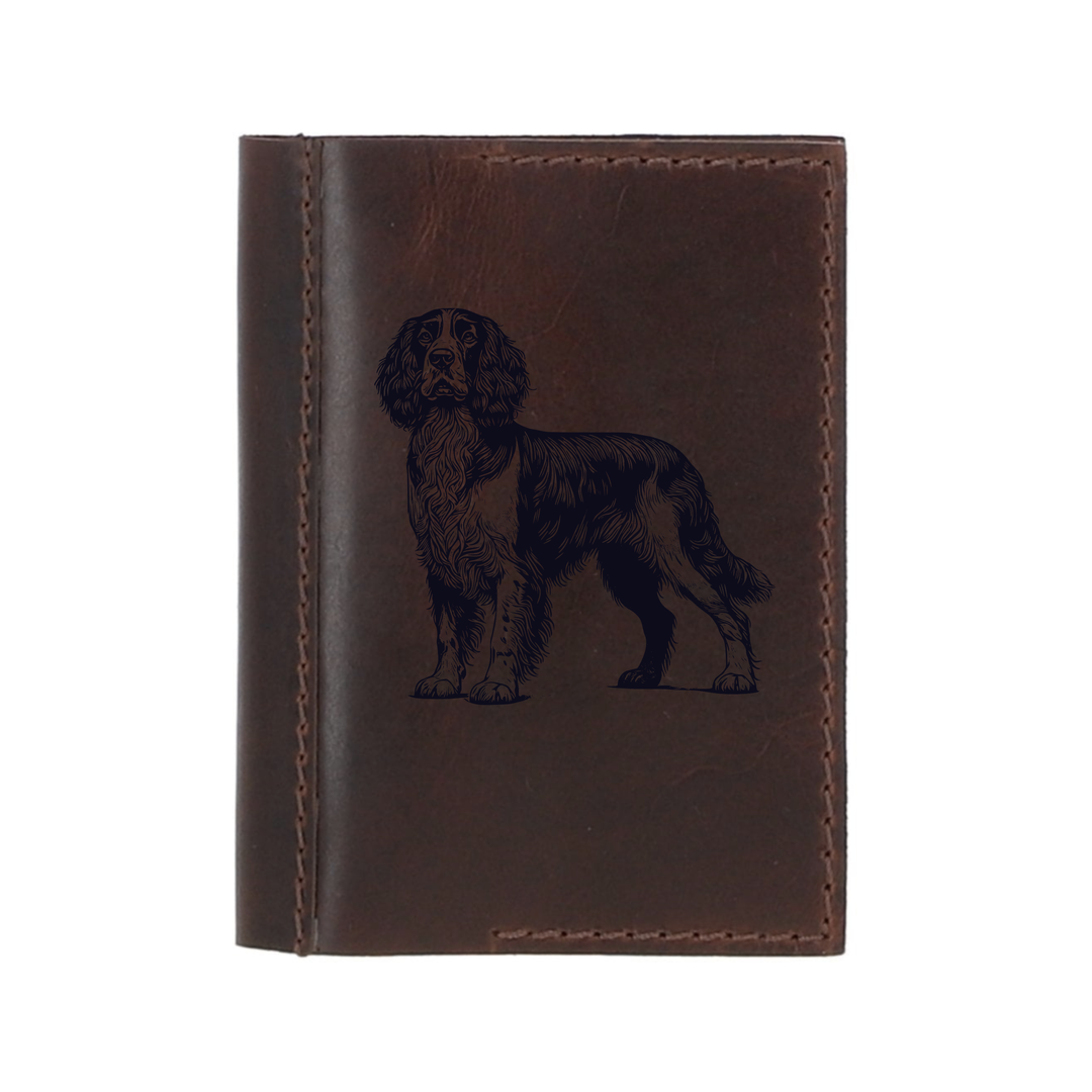 Personalised English Springer Spaniel Standing Leather Sleeve & Notebook