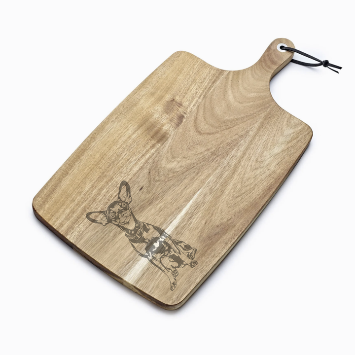 Personalised English Toy Terrier Engraved Acacia Serving Board