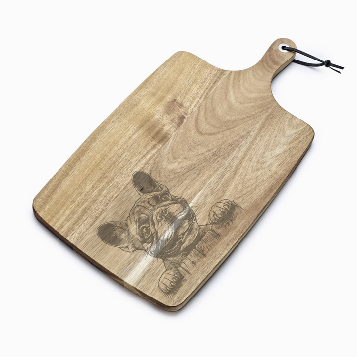 Personalised French Bulldog Paws Engraved Acacia Serving Board