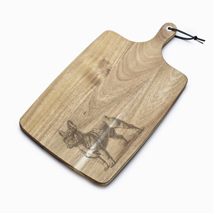 Personalised French Bulldog Standing Engraved Acacia Serving Board