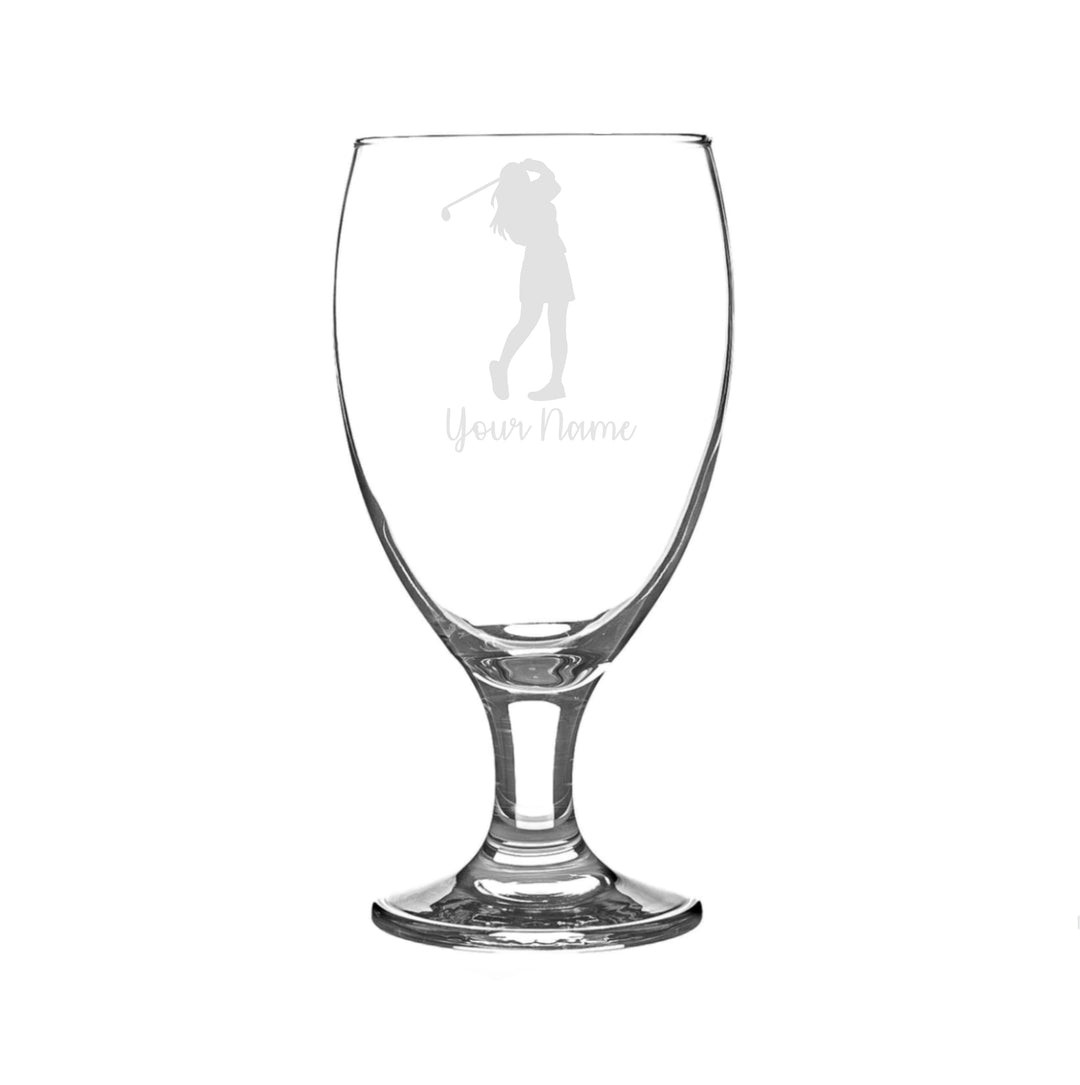 Personalised Female Golf Player Craft Beer Snifter Glass