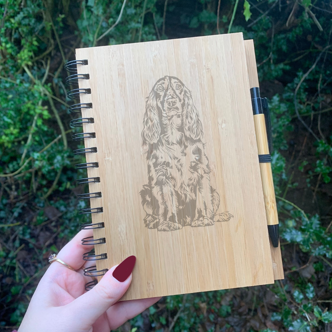 Field Spaniel Illustration Engraved Notebook