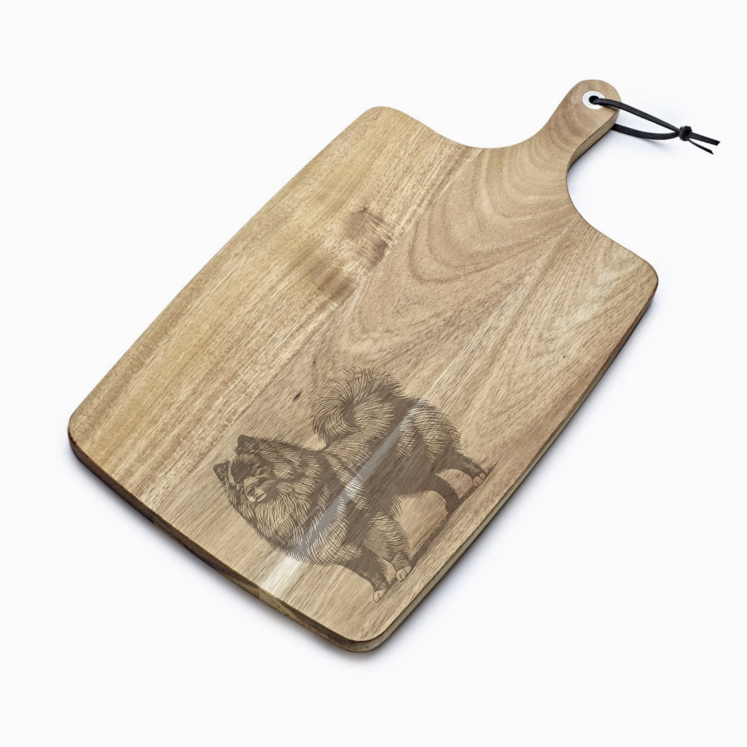 Personalised Finnish Lapphund Standing Engraved Acacia Serving Board