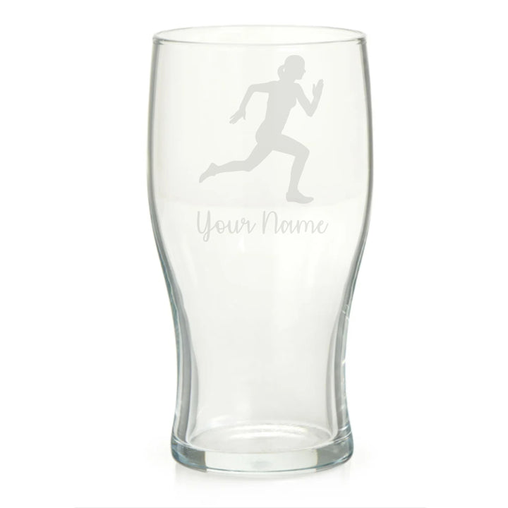 Personalised Female Runner Running Pint Glass