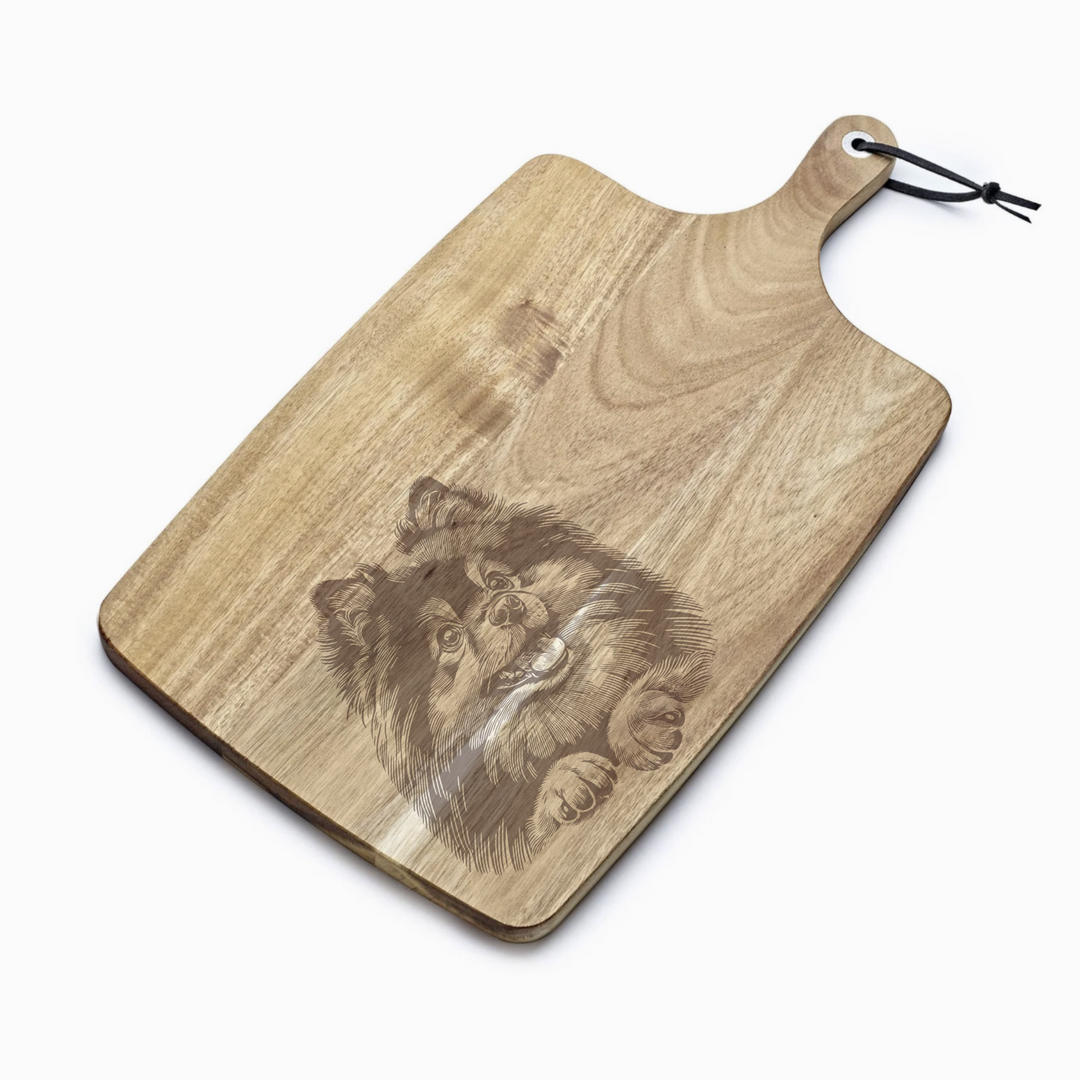 Personalised German Spitz Paws Engraved Acacia Serving Board