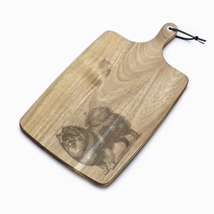 Personalised German Spitz Standing L Engraved Acacia Serving Board