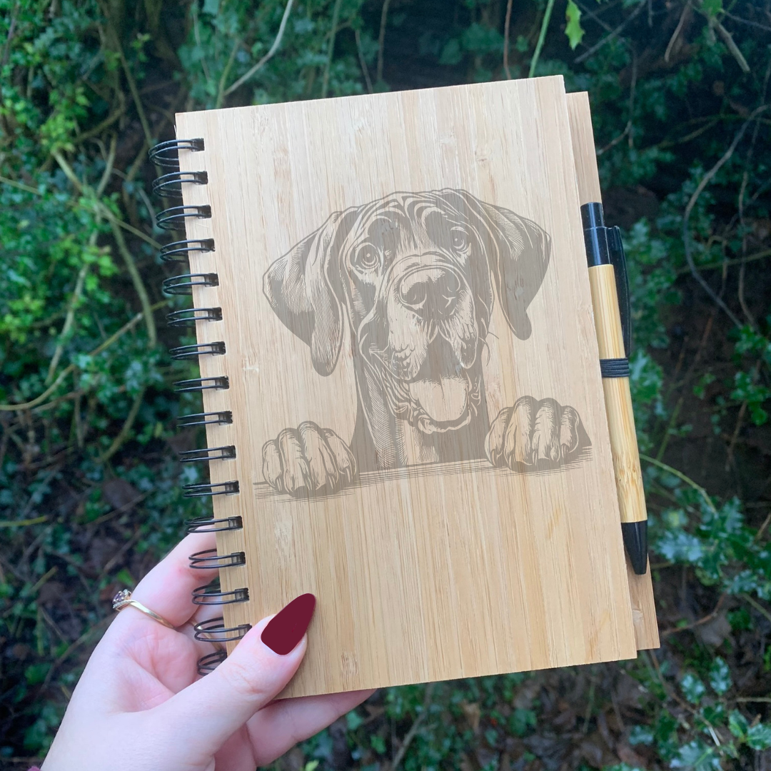 Great Dane Paw Illustration Engraved Notebook