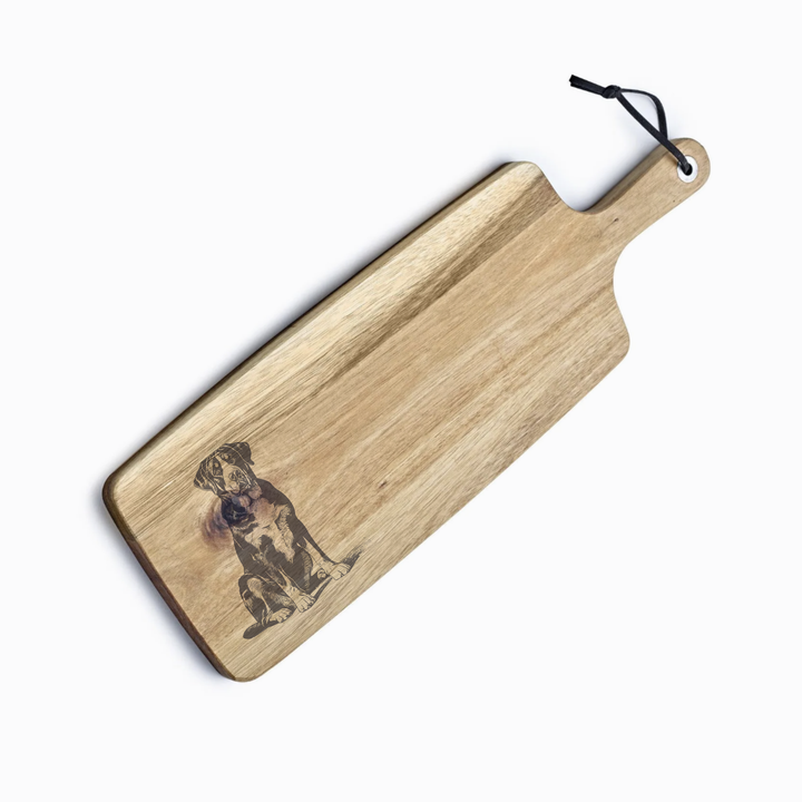 Personalised Sitting Great Swiss Mountain Dog Engraved Acacia Serving Board