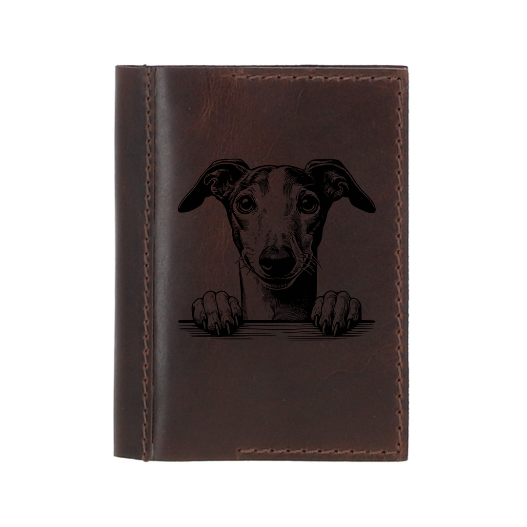 Personalised Greyhound Paws Leather Sleeve & Notebook
