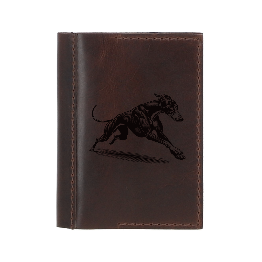 Personalised Greyhound Running Leather Sleeve & Notebook