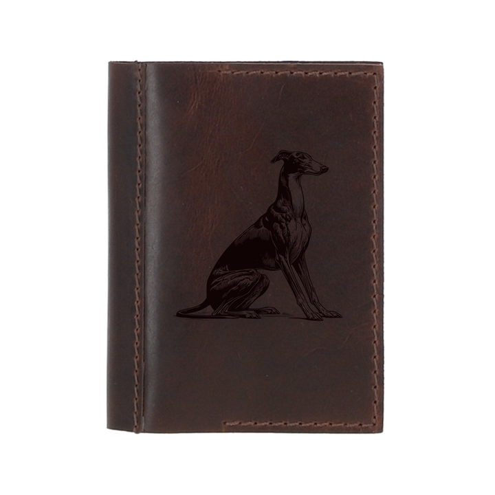 Personalised Greyhound Sitting Leather Sleeve & Notebook