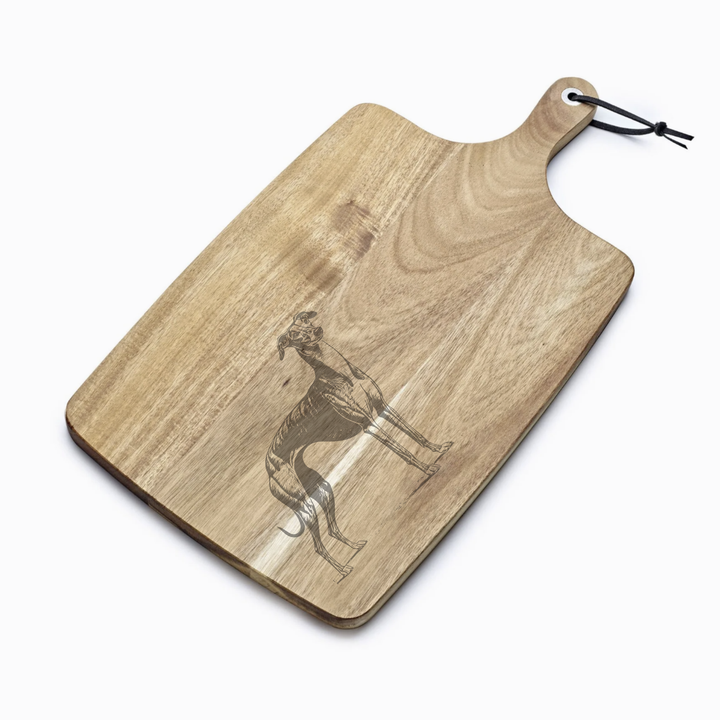 Personalised Standing Greyhound Engraved Acacia Serving Board