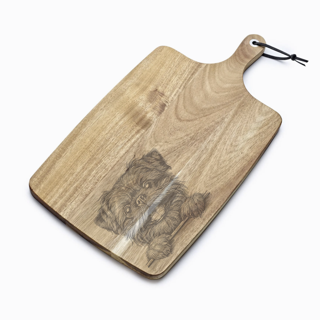 Personalised Griffon Bruxellois Paws Engraved Acacia Serving Board