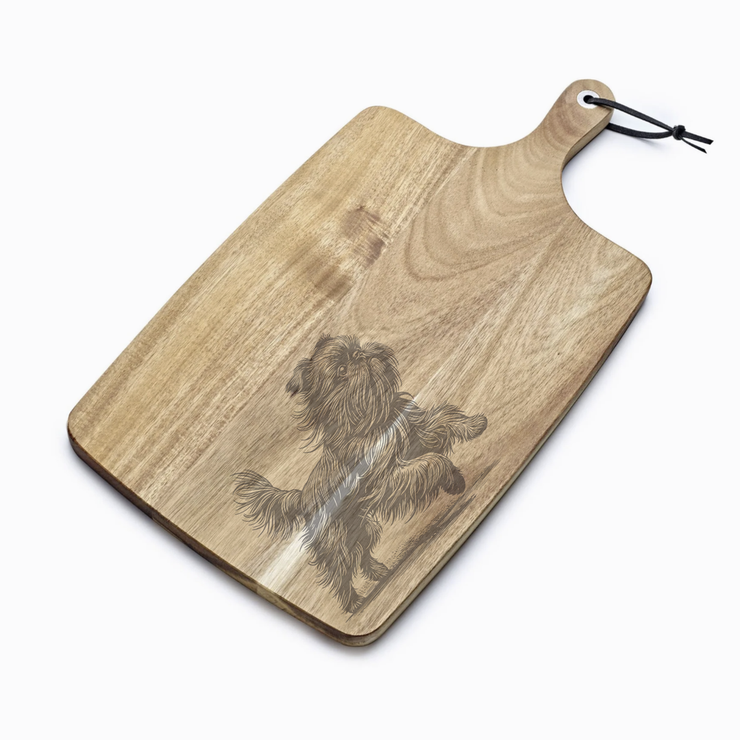 Personalised Running Griffon Bruxellois Engraved Acacia Serving Board