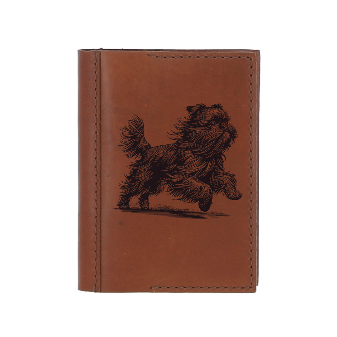 Personalised Griffon Bruxellois Running Leather Sleeve & Notebook