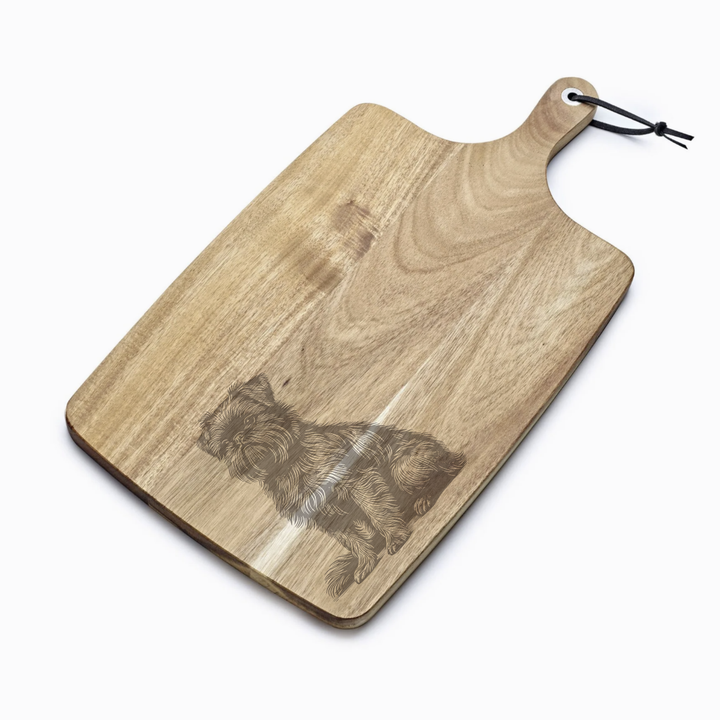 Personalised Sitting Griffon Bruxellois Engraved Acacia Serving Board