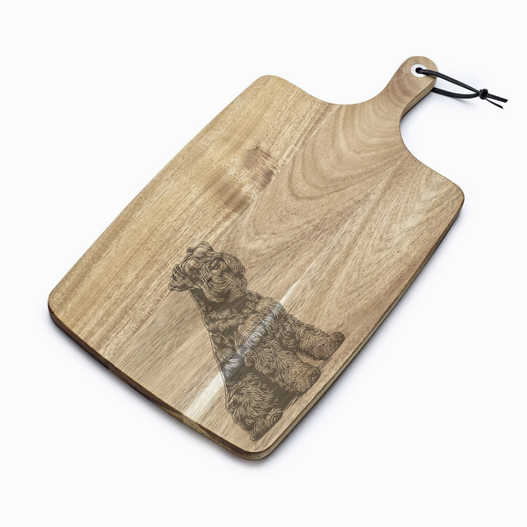 Personalised Sitting Giant Schnauzer Engraved Acacia Serving Board