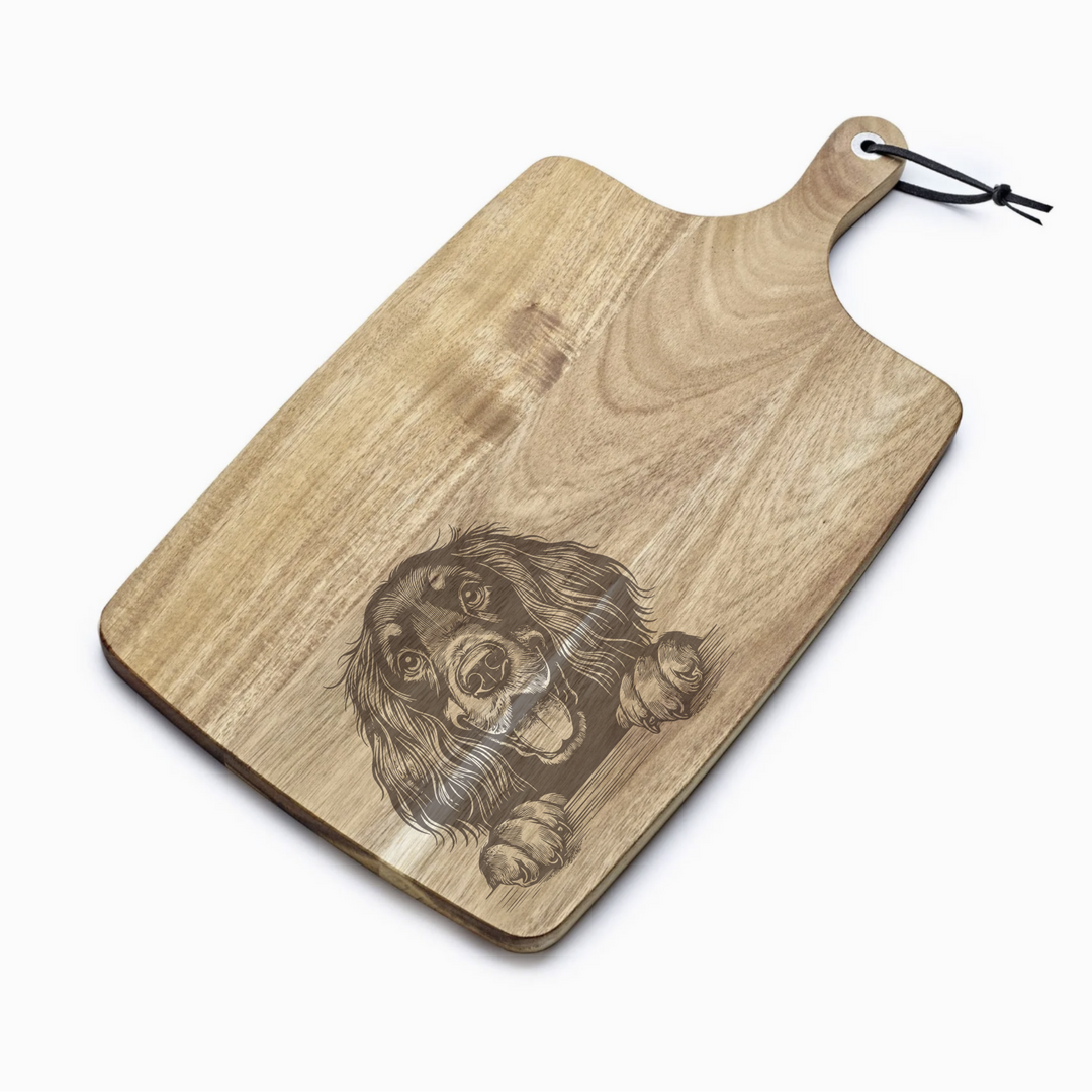 Personalised Gordon Setter Paws Engraved Acacia Serving Board