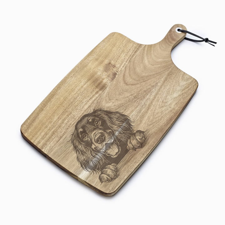 Personalised Gordon Setter Paws Engraved Acacia Serving Board