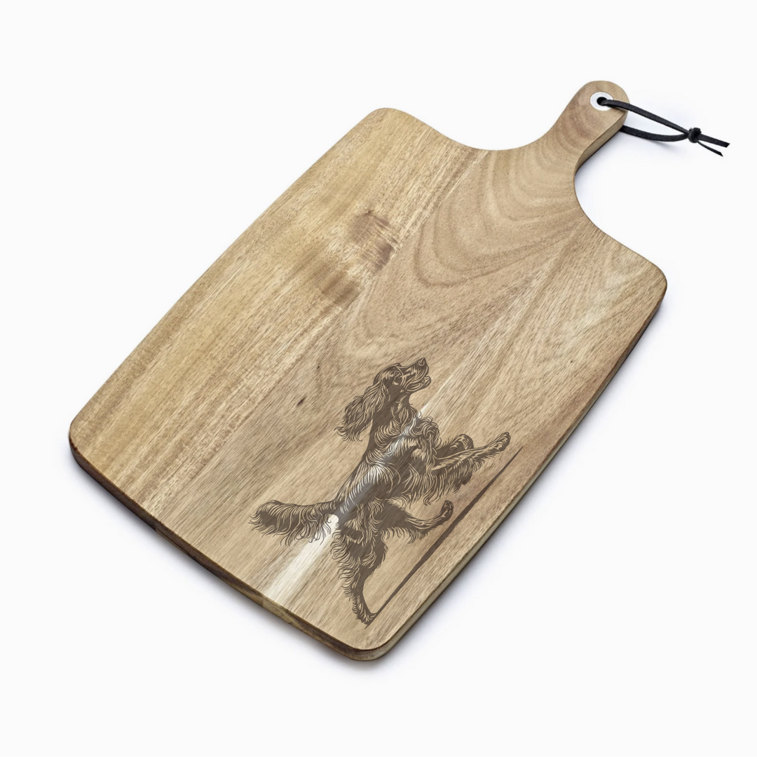 Personalised Gordon Setter Running Engraved Acacia Serving Board